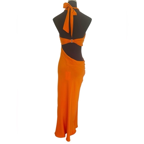 Reformation Vivi Maxi Silk Cut Out Dress in Citrus Orange Womens Size 4 - Picture 8 of 12